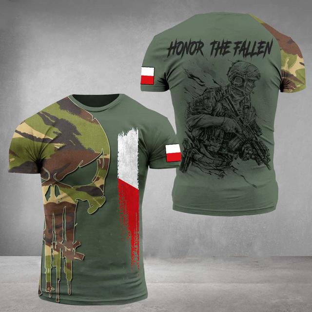 ETST WENDY 005 Mannen T-shirt Zomer Korte Mouw 3D Gedrukt Polen Soldaat Veteraan Harajuku Losse Top T-shirt Mannen Oversized Kleding 6XL M