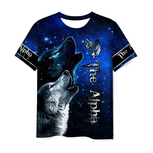Baibao QIQI Zomer 3D T-shirt Casual heren 3D-bedrukt T-shirt met korte mouwen Dierenwolf XXL