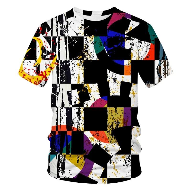 Kukebang Zomermode Casual abstracte persoonlijkheid 3D-print Heren T-shirt Street Trend Print O-kraag Losse plus size top 4XL