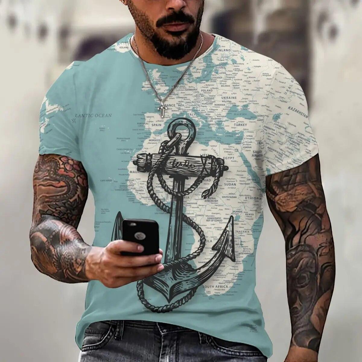 Bobby 2 3D Afdrukken Heren T-shirt Nautische Stijl Zomer Mode Korte Mouw Hip Hop Harajuku Vintage Kleding Casual O-hals losse Tees 2XL