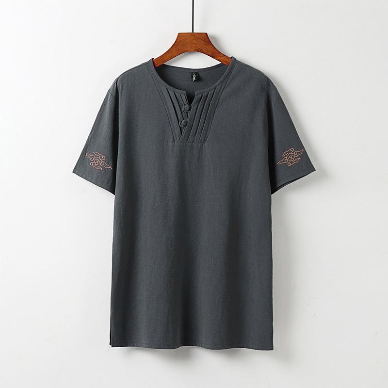 Mysterious Gift Zomer Vest Heren Korte Mouwen T-shirt T-shirt Katoen En Linnen Led Casual Heren T-shirt Shirt Mannelijke Ademend M grijs