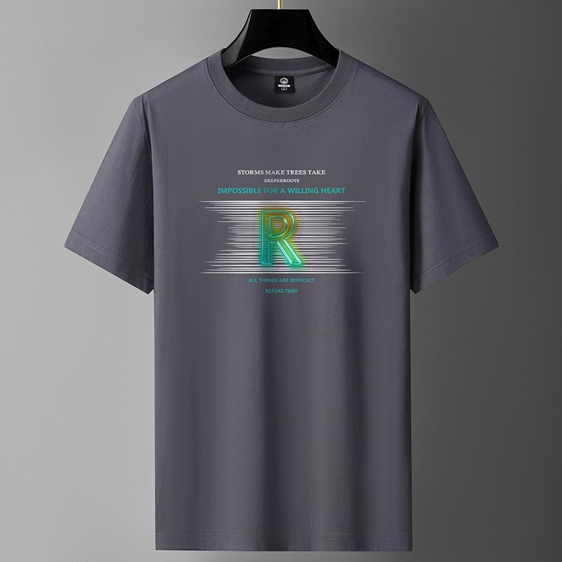 Bistrota R M-6XL Puur katoenen heren T-shirt met korte mouwen en ronde hals voor jongens, casual T-shirt XL donkergrijze kleur