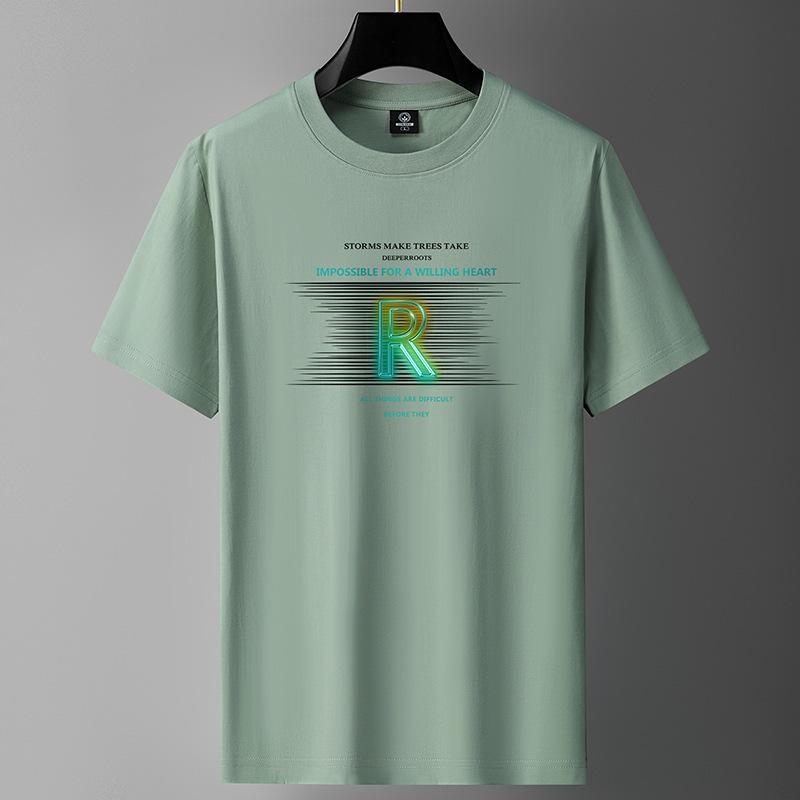 Bistrota R M-6XL Puur katoenen heren T-shirt met korte mouwen en ronde hals voor jongens, casual T-shirt XL lichtgroene kleur