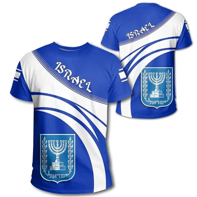 ETST 07 Israël Vlag Heren T-shirt 3D Gedrukt Israëliërs Nationale Embleem Tops Korte Mouw O-hals Oversized Sport Tee Shirt Kleding M