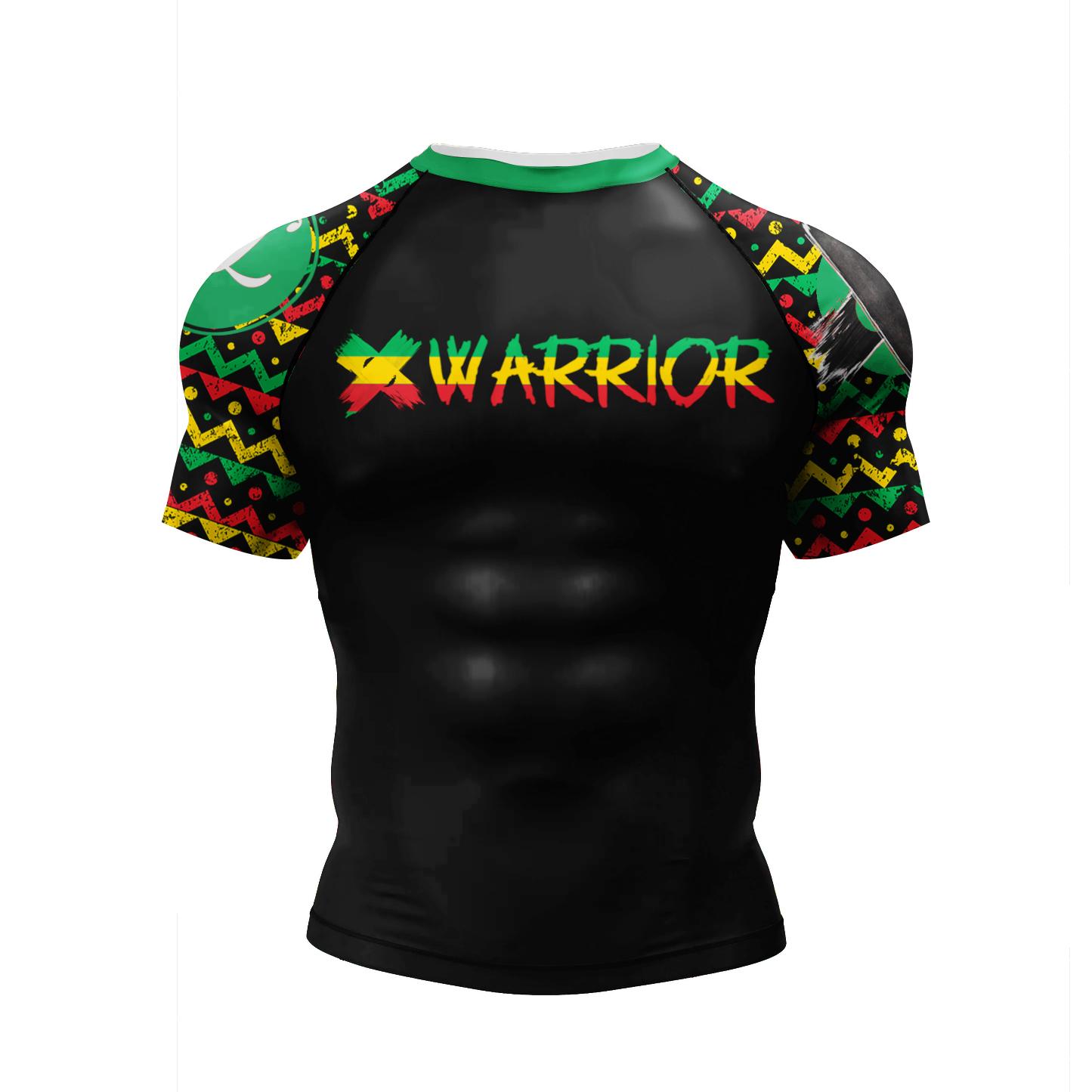 Laoxu 2023 Nieuwe Mode jiu jitsu kickboks Training Korte Mouw Rashguard Polyester Spandex Compressie Sublimatie Sport Blouses L groen