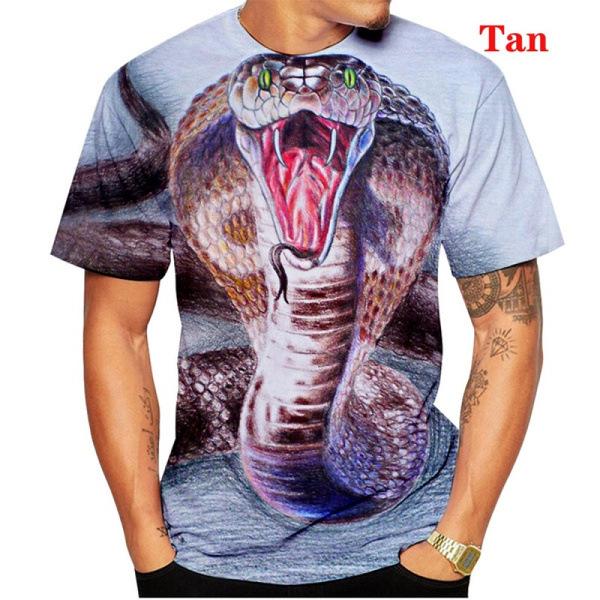 HerSight Snake Animal Series 3D-geprint casual T-shirt met korte mouwen Mode-outfits Herentops Casual O-hals Zomer T-shirts 6XL wit