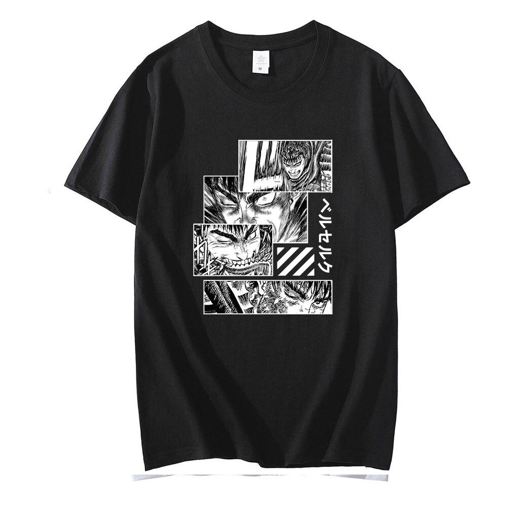 WE BELIEVE Zomer Vintage Anime Manga Berserk T-shirt Y2K Man Zacht Katoen Guts T-shirt Beast Griffith Tee Korte Mouwen Gatsu T-shirt Tops 3XL zwart