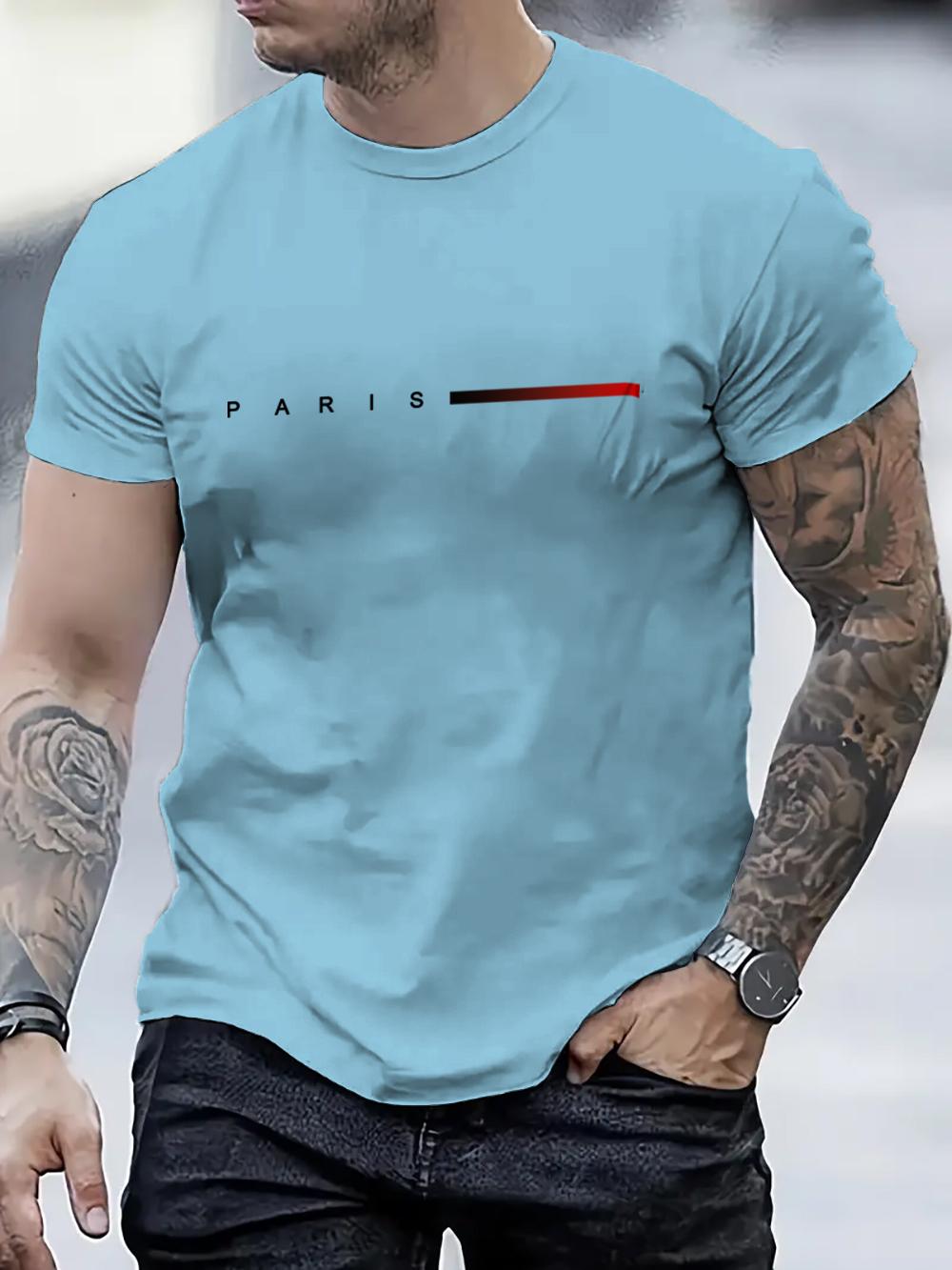 Xr 01 Zomer Parijs patroon T-shirt met korte mouwen 3D-bedrukte tops Slim Fit herenkleding Oversized T-shirt 5XL