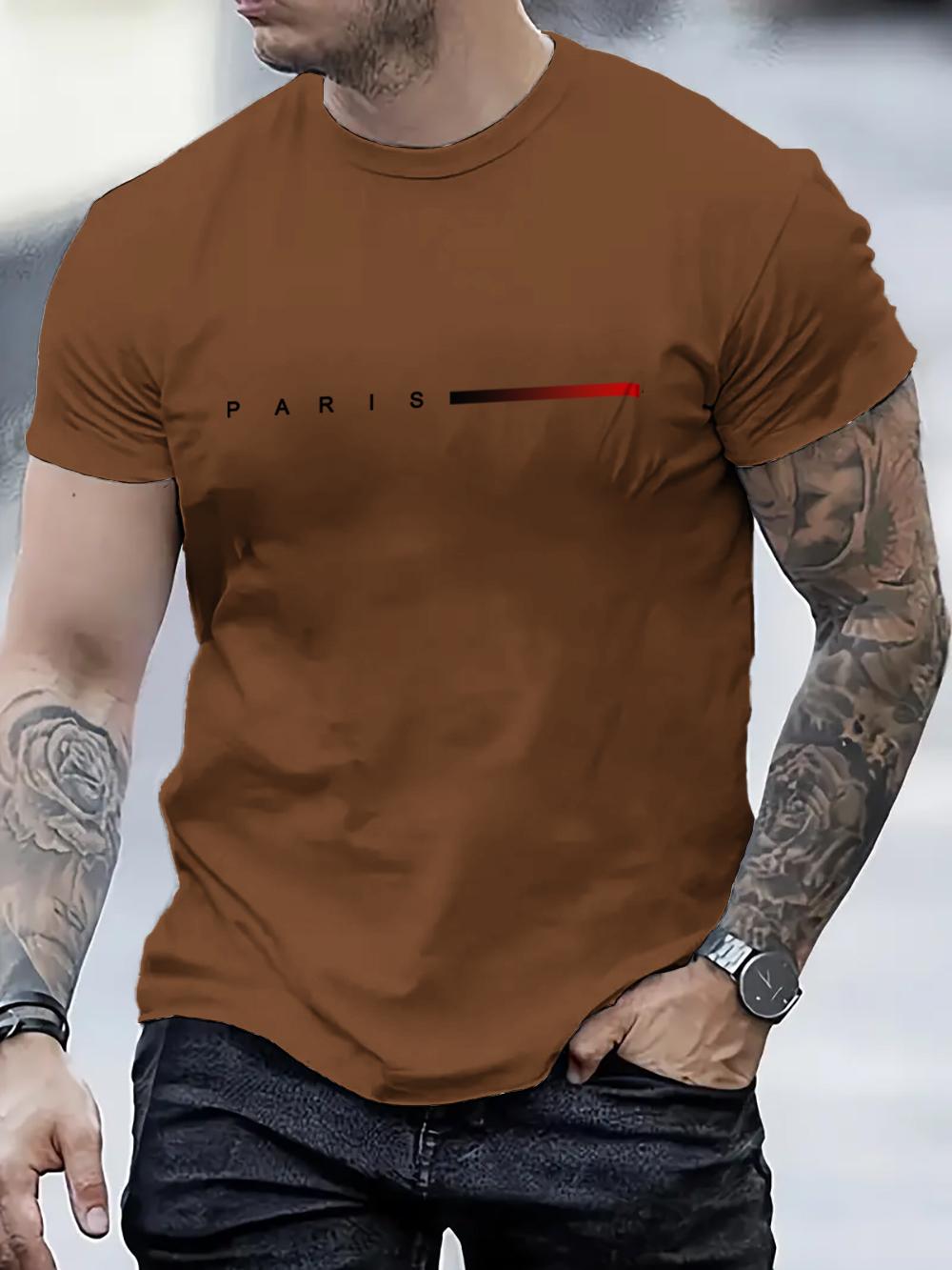 Xr 01 Zomer Parijs patroon T-shirt met korte mouwen 3D-bedrukte tops Slim Fit herenkleding Oversized T-shirt XL