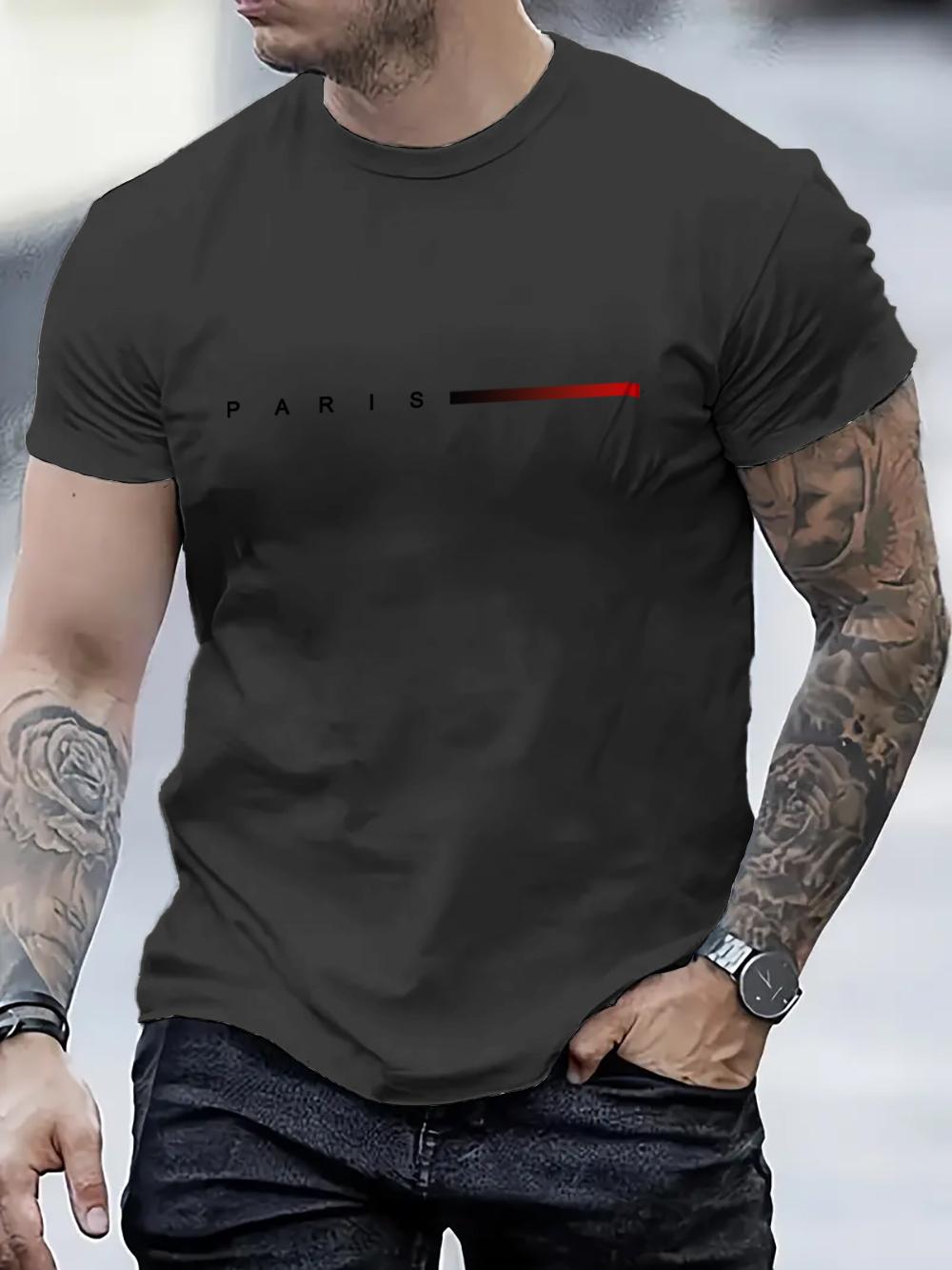 Xr 01 Zomer Parijs patroon T-shirt met korte mouwen 3D-bedrukte tops Slim Fit herenkleding Oversized T-shirt M