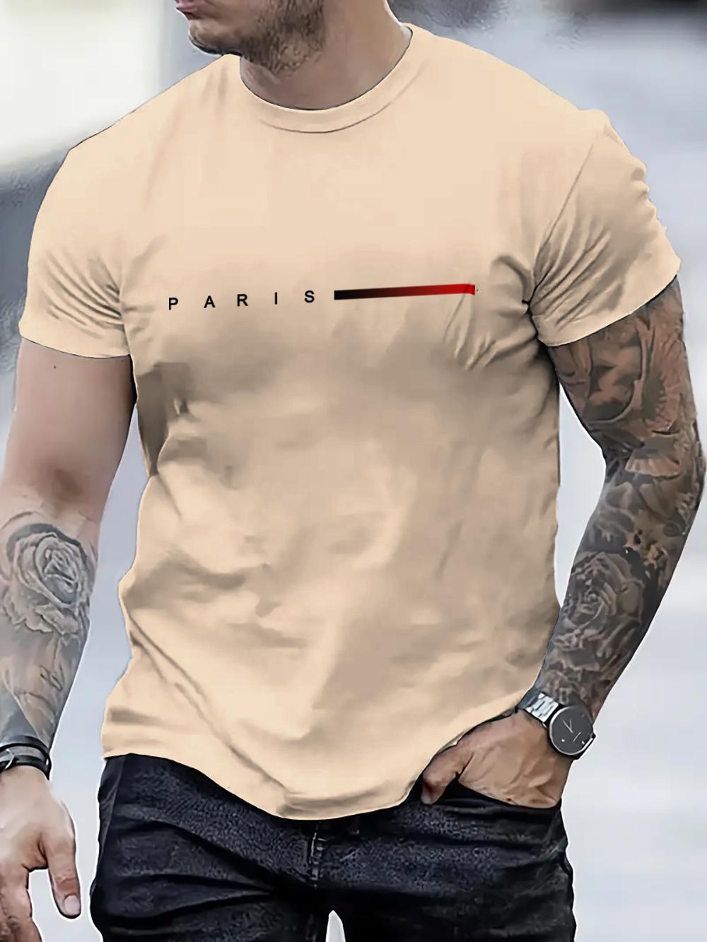 Xr 01 Zomer Parijs patroon T-shirt met korte mouwen 3D-bedrukte tops Slim Fit herenkleding Oversized T-shirt L