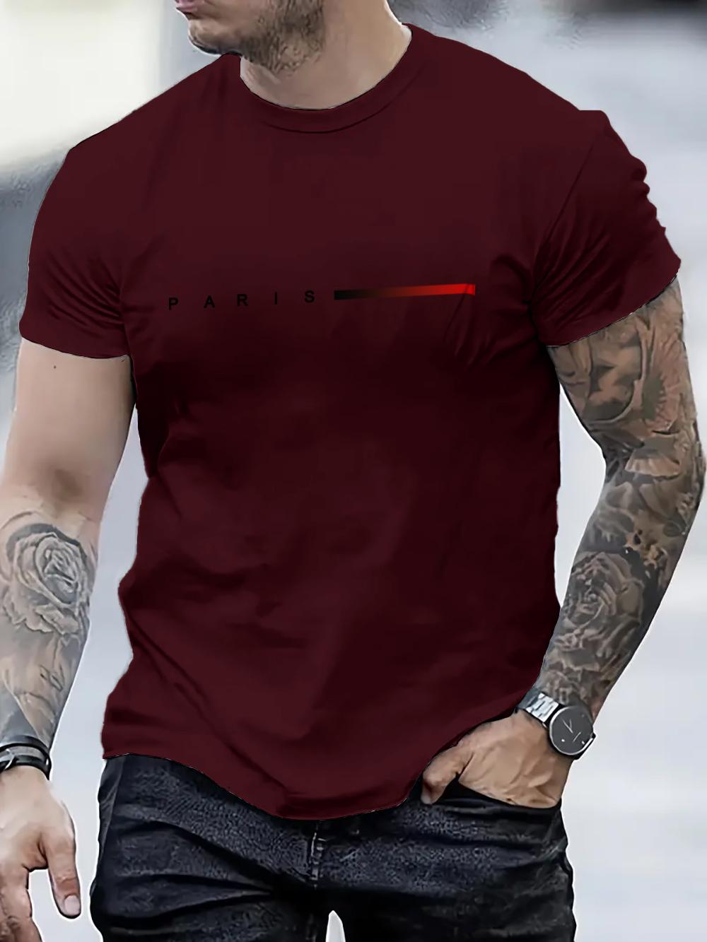 Xr 01 Zomer Parijs patroon T-shirt met korte mouwen 3D-bedrukte tops Slim Fit herenkleding Oversized T-shirt M