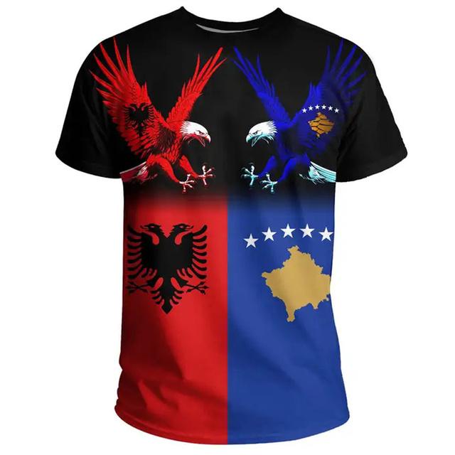 Xuhaijian02 Albanië Vlag Grafische T-shirts Albanees Nationaal Embleem 3D Print T-shirt Voor Mannen Kleding Sport Contest Jersey Eagle Tee jongen Tops XXL