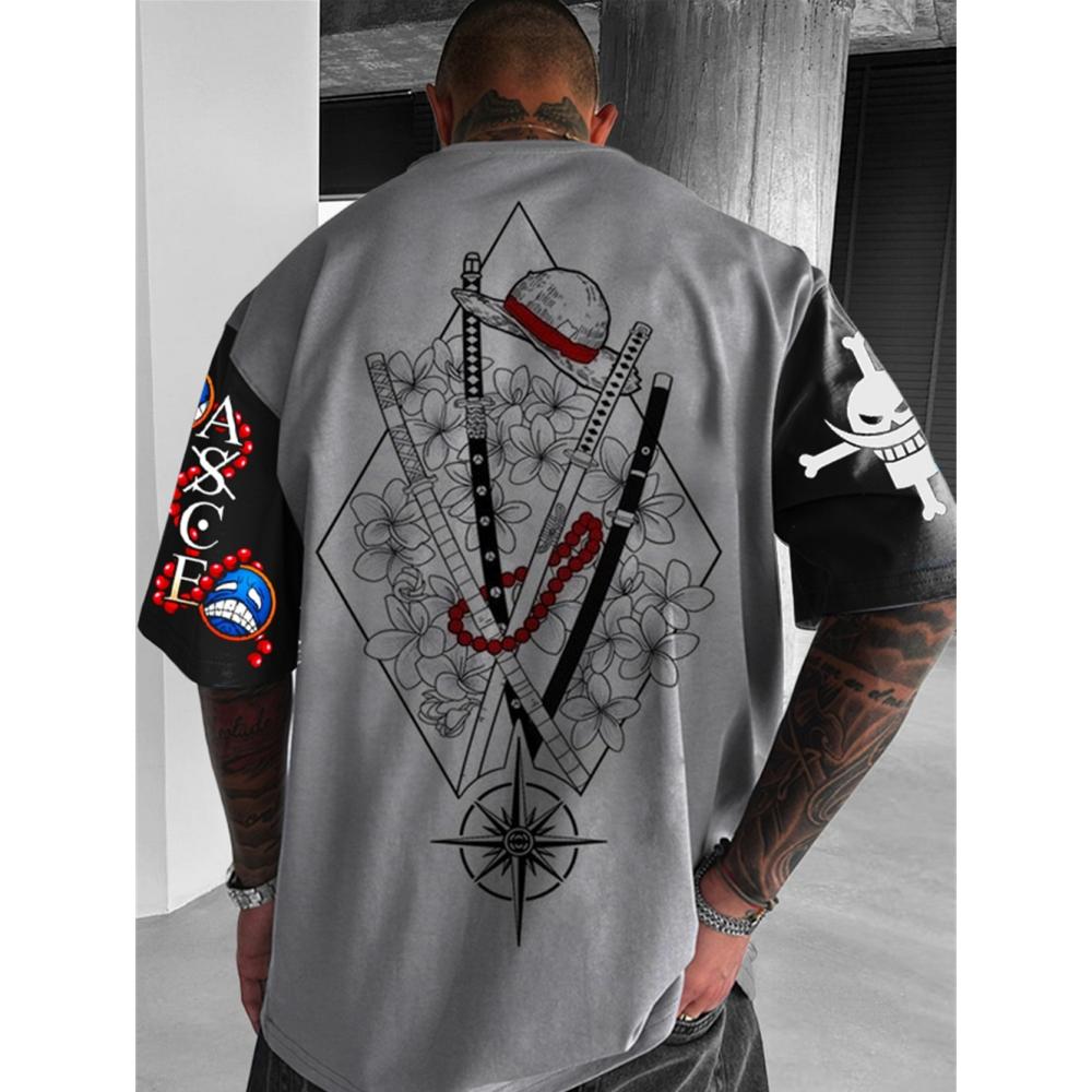 Xr 01 Zomer Anime High Street Oversize T-shirt 3d Print Heren T-shirt Hip Pop Korte Mouw Retro Street T-shirt Voor Heren 6XL