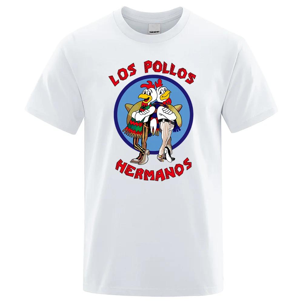 Enter Boutique Sports Clothing Collection LOS POLLOS Hermanos Grappig Bedrukt T-shirt Heren Katoen Casual Korte Mouwen Zomer Heren Ademend T-shirt Chicken Brothers M