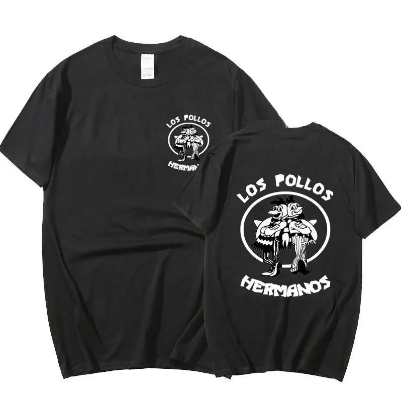 Continuously T-shirt TV-serie Breaking Bad Los Pollos Hermanos Dubbelzijdige print T-shirts Grappige Chicken Brothers Heren katoenen T-shirt Streetwear M