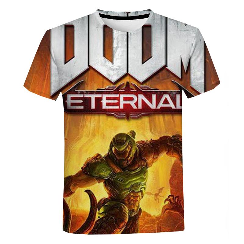 Subilier Doom Game 3D Print Korte Mouwen T-shirt voor Heren Zomer Casual Oversized T-shirt Mode Harajuku Straat Ronde Hals Tops XXS