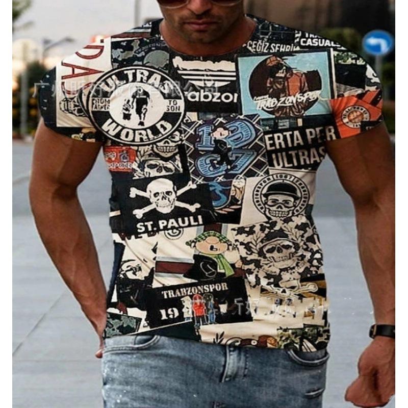 WowClassic Cartoon patroon T-shirts heren retro stijl zomer T-shirts heren streetwear 3D print T-shirt mode O-hals korte mouw tops 6XL