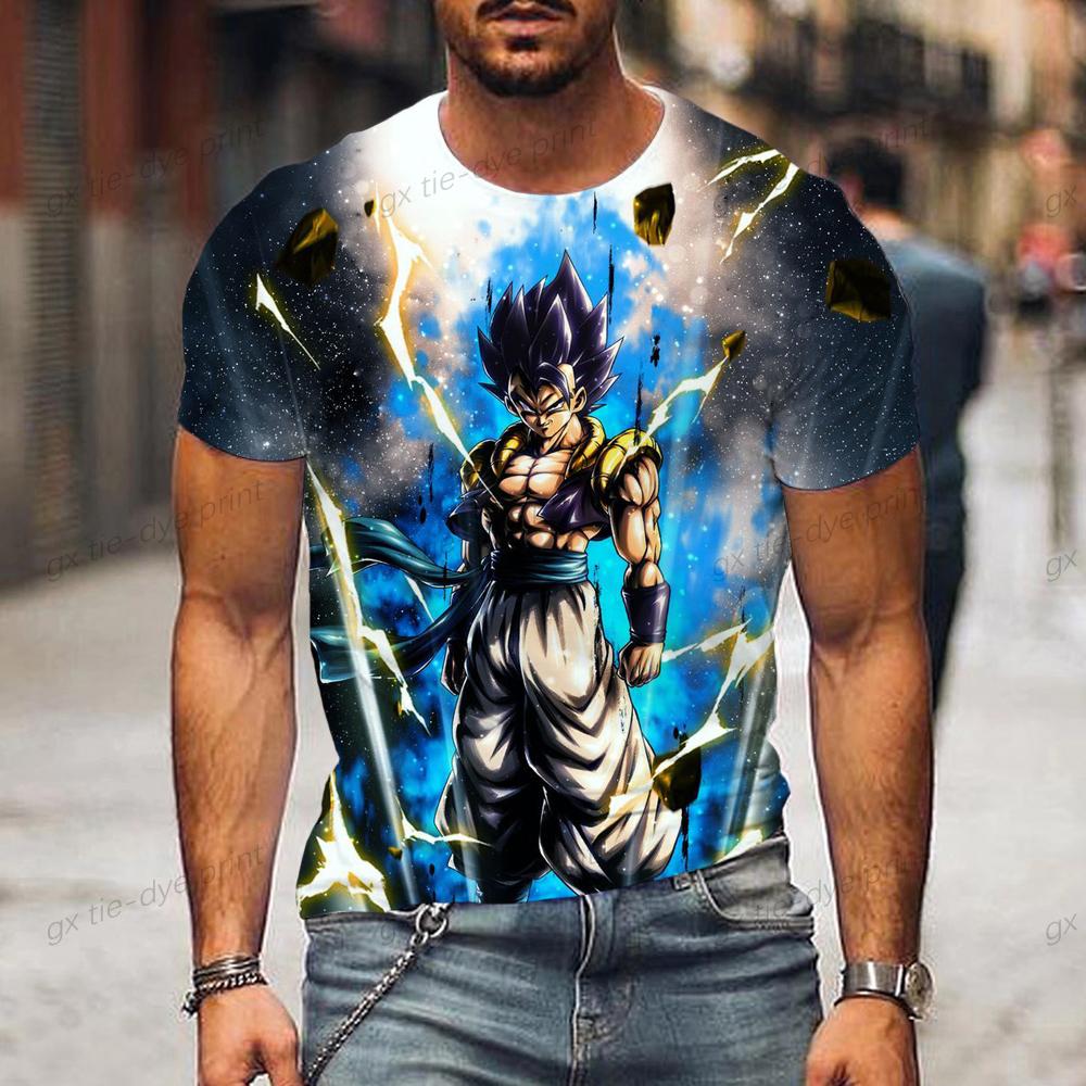 ETST 011 2024 Dragon Ball Z Oversized Heren T-shirt Heren T-shirt Trend Goku Kinder Vegeta Kleding Korte Mouw L
