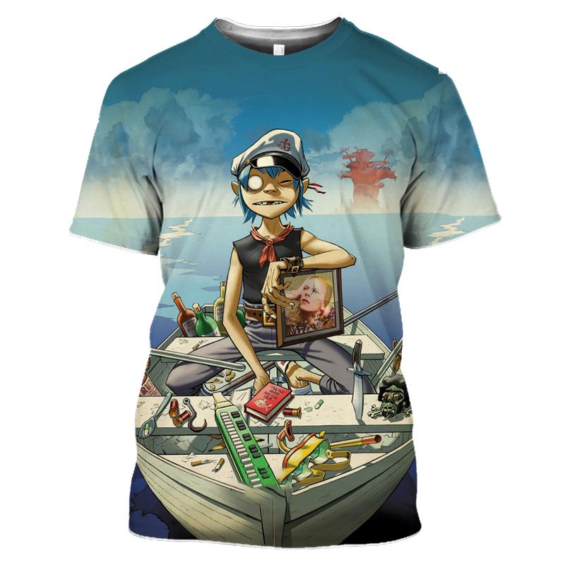 ETST 05 Rock Band Gorillaz Series Print Zomer Heren O-hals T-shirt Casual Korte Mouw Oversized T-shirts Modetrend Herenkleding S