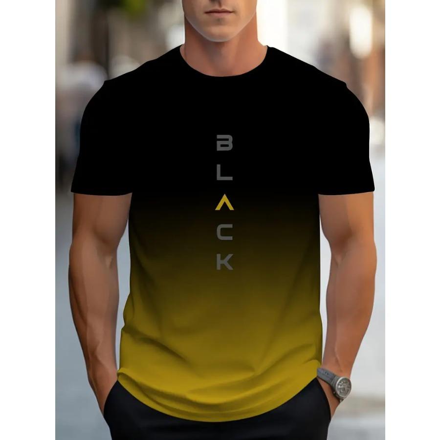 HerSight Zomer Casual Grafische Print T-shirt voor Heren - Korte Mouw Ronde Hals Lichte Stretch All Over Print Design - Perfect voor Buitenactiviteiten 6XL geel