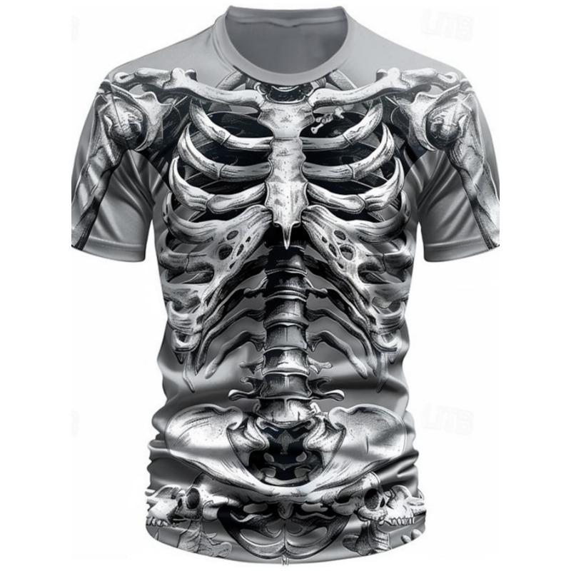 ETST 012 3D Print Cool Skulls Skeleton Grafisch Casual Tees Street Style Heren T-shirt Korte Mouw O-hals Shirts Zomer Klassieke Kleding 4XL
