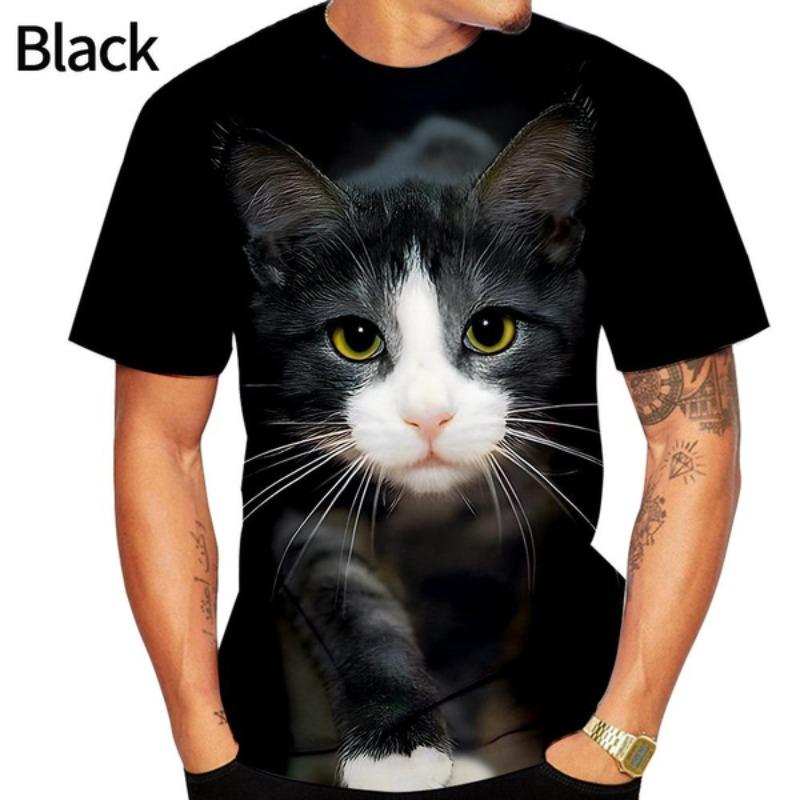 ETST 05 Modedesign Nieuw Cool T-shirt Mannen/Vrouwen 3d T-shirt Print kat Korte Mouw Zomer Tops Tees T-shirt XL