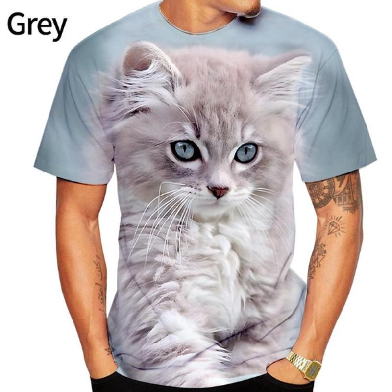 ETST 05 Modedesign Nieuw Cool T-shirt Mannen/Vrouwen 3d T-shirt Print kat Korte Mouw Zomer Tops Tees T-shirt XL