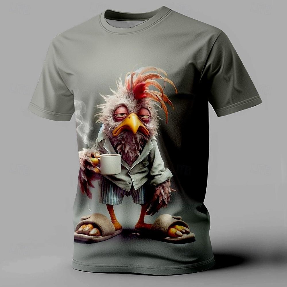 Chaokebang Grappige heren T-shirt Animal Chicken 3D Print Korte mouwen T-shirts Oversized T-shirts voor herenkleding Zomer Street Casual T-shirt XL