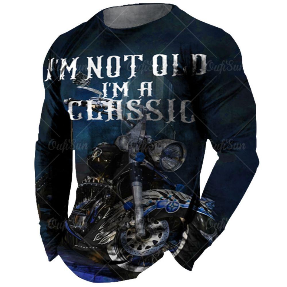 Men look 3D Clothes Vintage Heren Lange Mouw T-shirt 3d Retro Motorfiets Oversized T-shirts Voor Sweatshirt Biker Racing Top Tee Herenkleding S