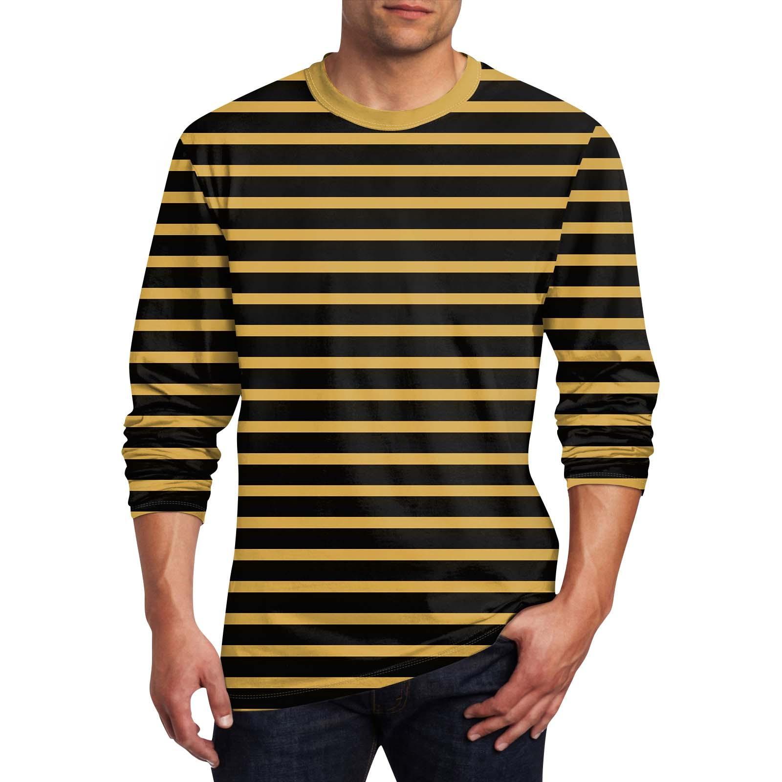 Ren Fashion Heren T-shirt O-hals Kleding Kleding Buiten Lange Mouw Print Modeontwerper Vintage M bruin