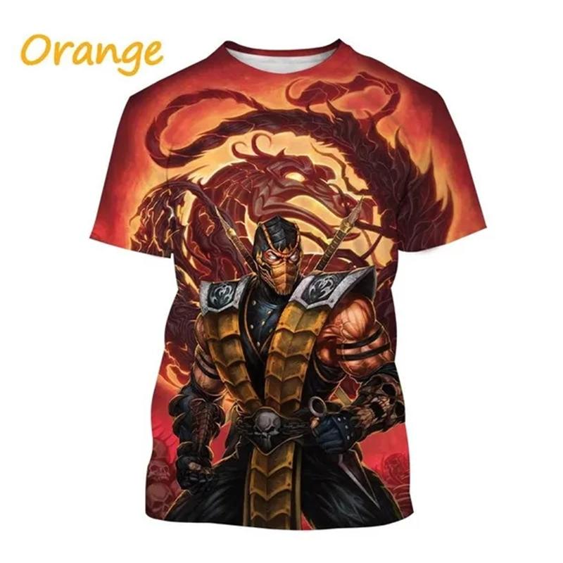 Plus Size FUGUIS Zomer Hot Selling Mortal Kombat Game 3D Print T-shirt Korte Mouw Street Style Cool Heren Casual T-shirt Tees Mannelijke Streetwear XXXL