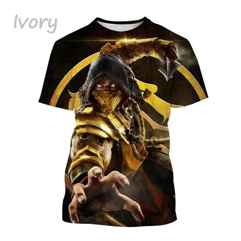 Plus Size FUGUIS Zomer Hot Selling Mortal Kombat Game 3D Print T-shirt Korte Mouw Street Style Cool Heren Casual T-shirt Tees Mannelijke Streetwear 6XL