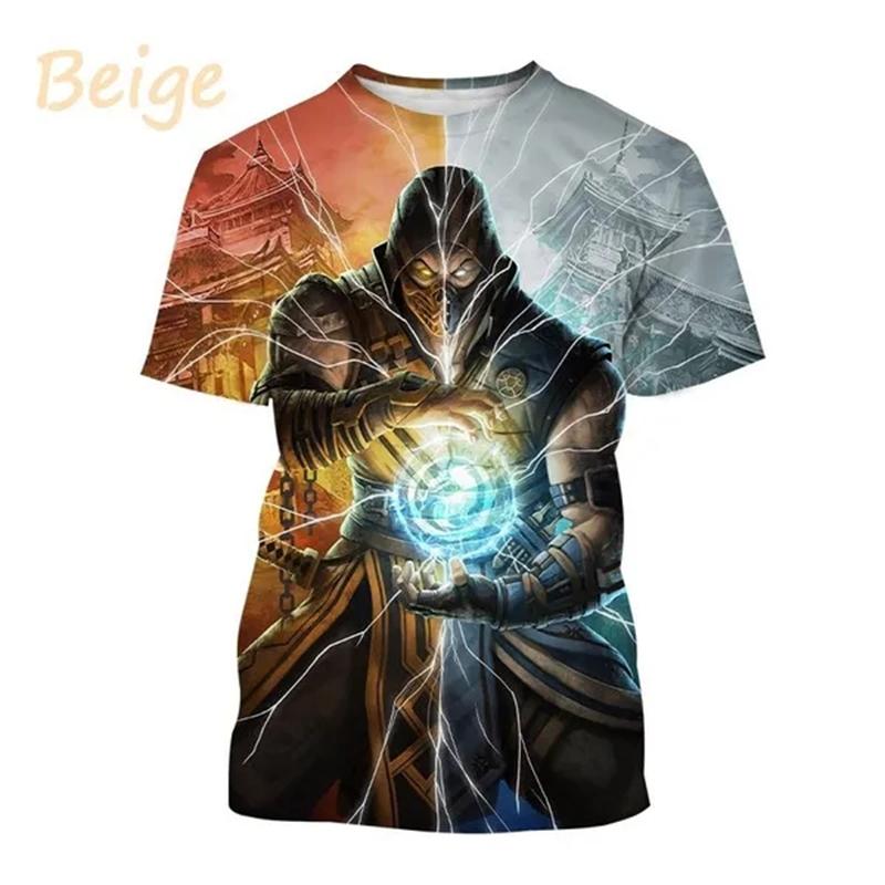 Plus Size FUGUIS Zomer Hot Selling Mortal Kombat Game 3D Print T-shirt Korte Mouw Street Style Cool Heren Casual T-shirt Tees Mannelijke Streetwear 4XL