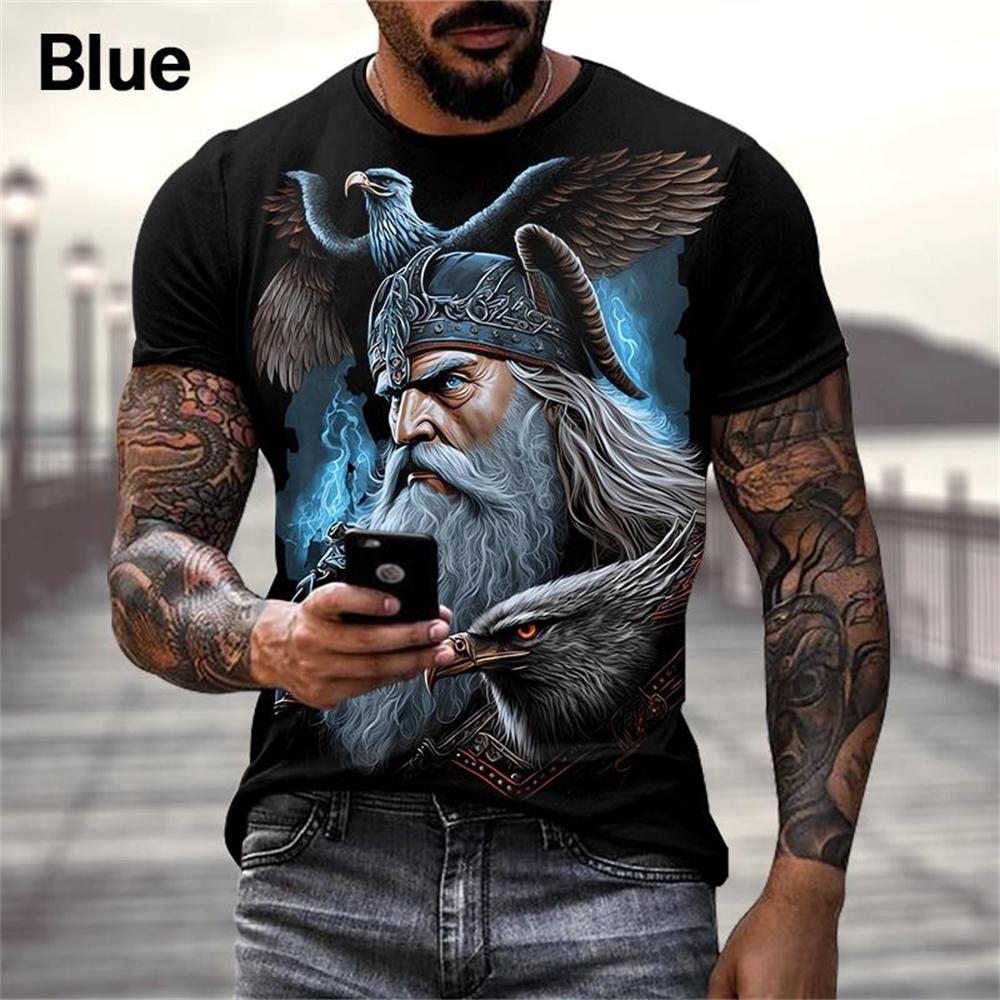 ETST 005 Zomer Viking Warriors grafische 3D-print T-shirt Nordic Style Heren Oversized Korte Mouw Tops Tees Heren Designer Kleding 6XL