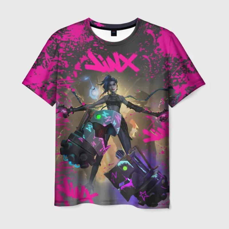 Bobby3 Populaire Arcane League Jinx T-shirt 3D-geprinte mannen/vrouwen anime T-shirts zomer ronde hals korte mouw top mannen volwassen cartoon T-shirt M