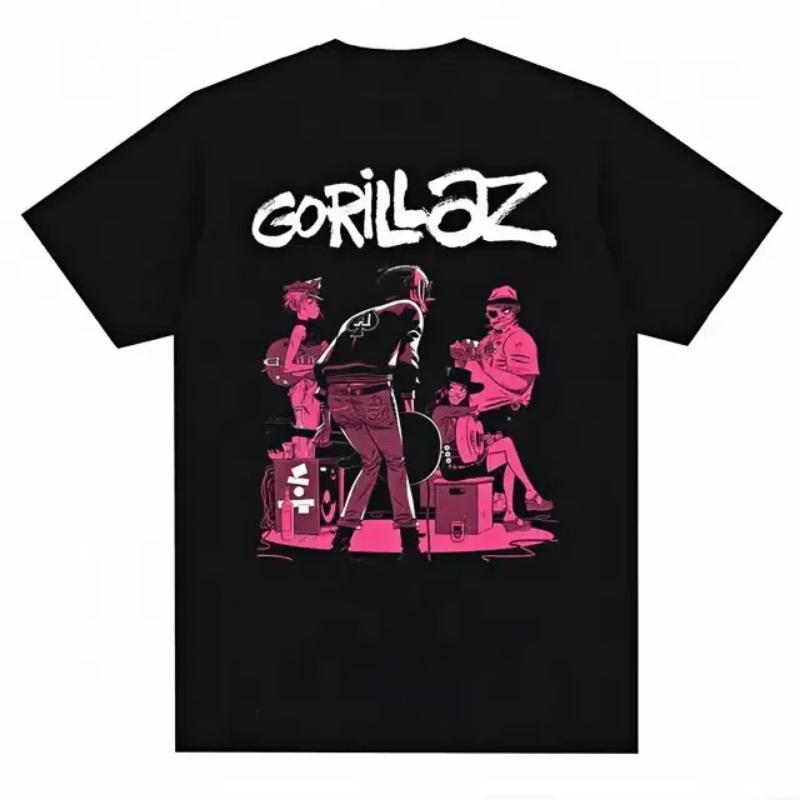 Limindong Muziekband Gorillazs Punk Rock Print T-shirt 90s Casual Fashion Korte Mouw Plus Size T-shirt Unisex XL