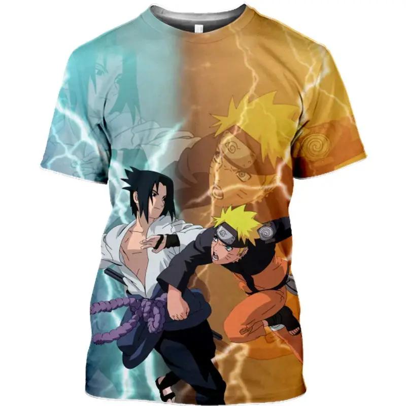 ETST0013 Anime T-shirt Naruto Short Sleeve Uzumaki Naruto T-shirt Uchiha Sasuke 3d Printing Men's Short Sleeve Children's Boy T-shirt Top 3XL