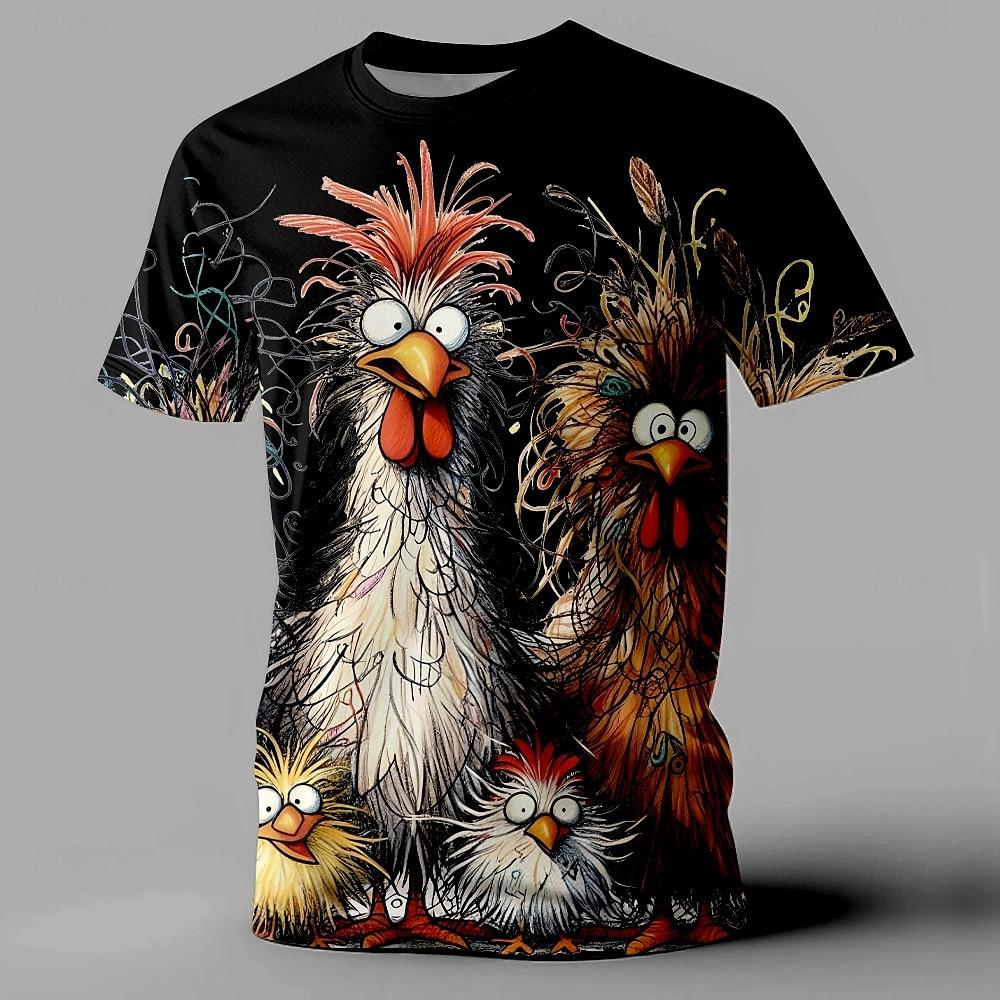 TIP723 Grappige heren T-shirt met dierenprint, korte mouwen, T-shirts met oversized mouwen voor herenkleding, zomer, straat, casual T-shirt voor mannen 2XL
