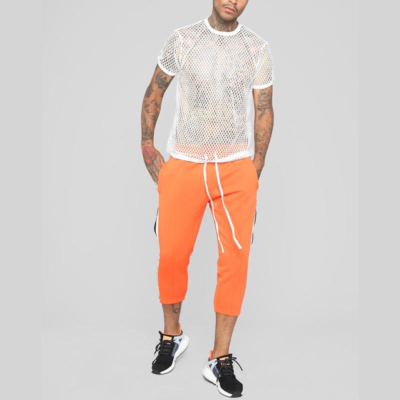 PulseTrade AT342 Heren 2024 Lente/Zomer Mesh T-shirt - Hol, Ronde Hals, Korte Mouwen, Modieus voor Grote Maten, 200 lbs. 3XL wit