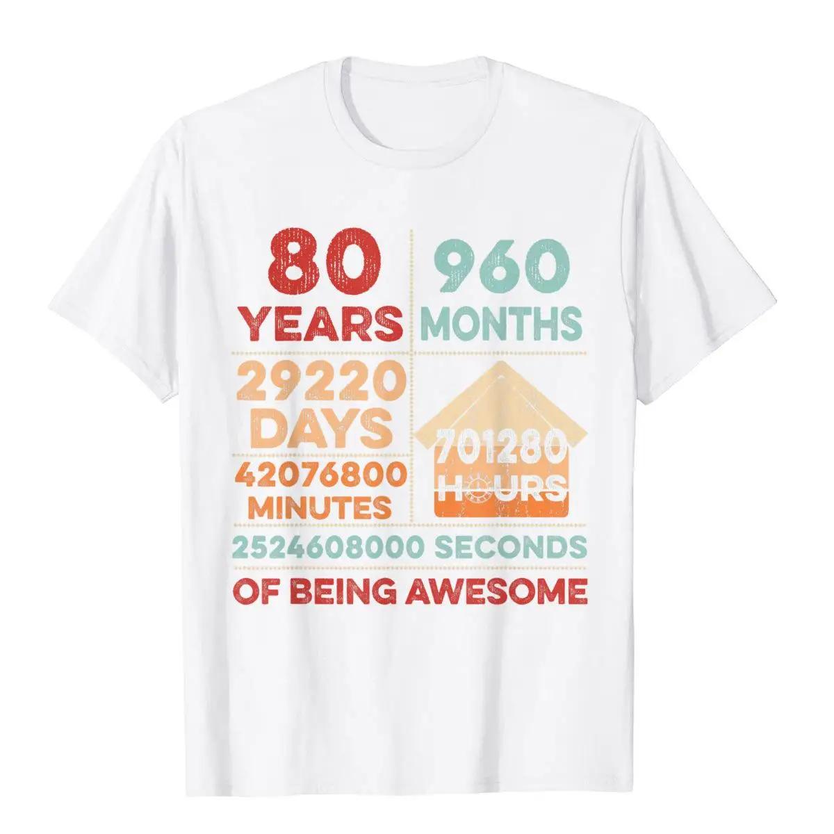 The best product for you Vintage 80e verjaardag cadeaus 80 jaar oud 960 maanden T-shirt Camisa katoenen mannen T-shirts unieke groothandel T-shirts XL