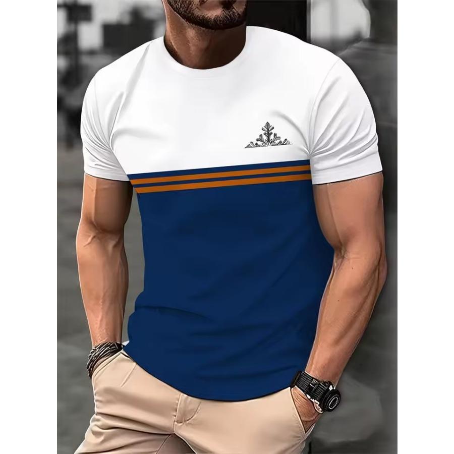 BOLIV MODA Heren Casual T-shirt met bonte print, King Fitness Shirt, Oversized Tops met korte mouwen, Jongens Tops, Vintage Heren T-shirts 6XL