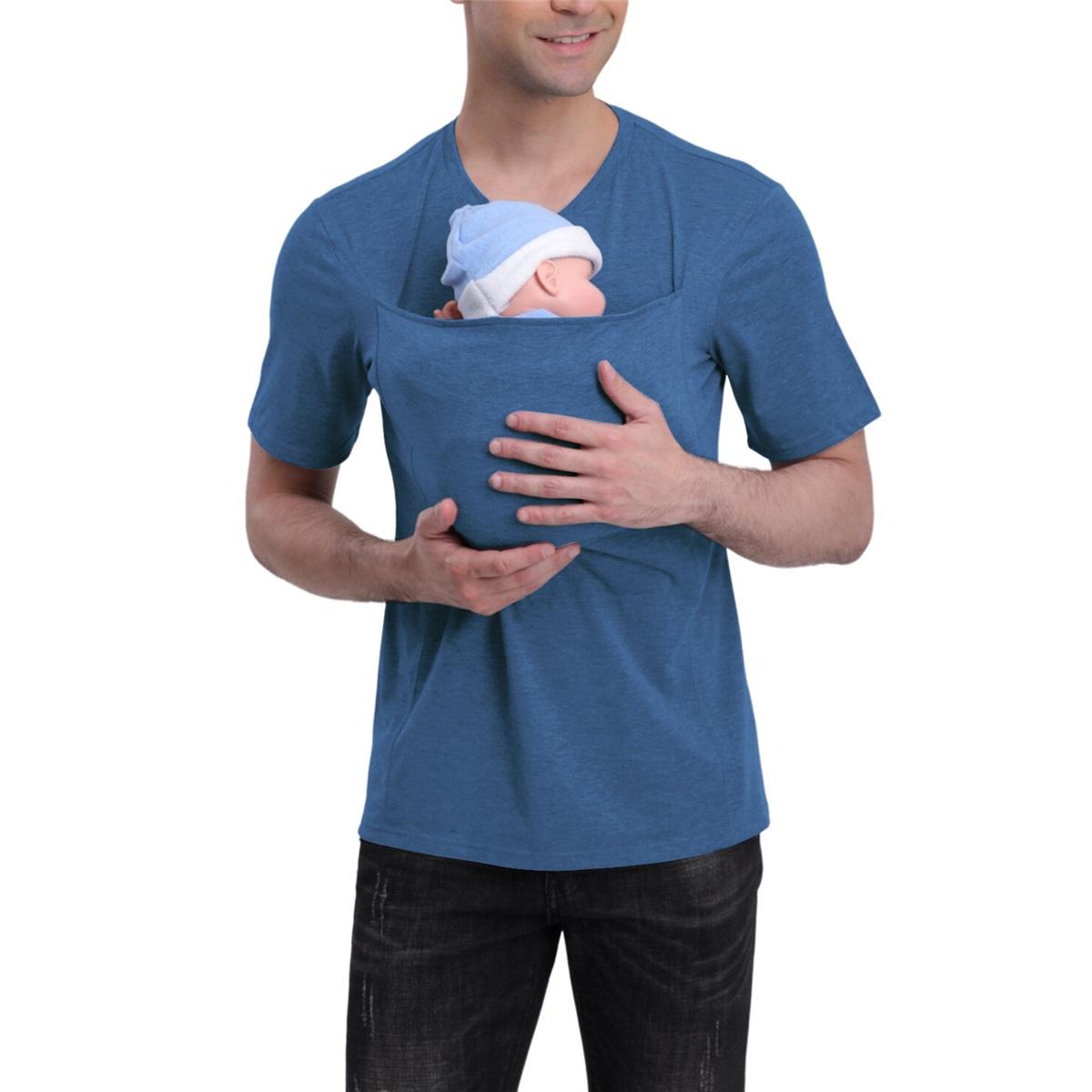 Wangpai0515 Hoogwaardig multifunctionele Kangaroo Daddy-kledingshirt voor heren, rustgevend XXXL blauw/grijs