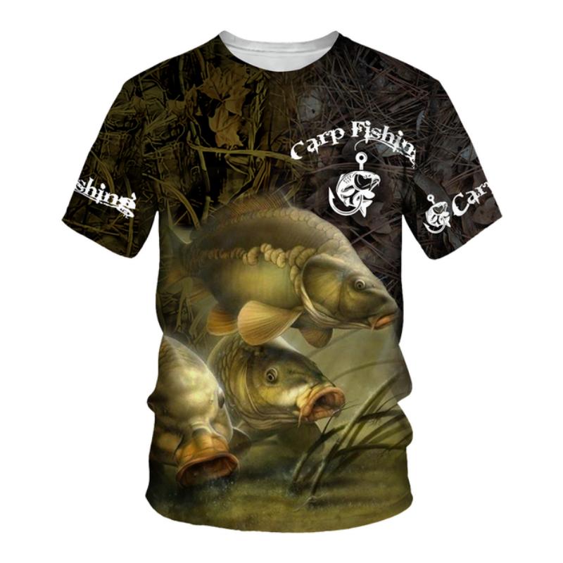 Baibao QIQI Heren T-shirt 3D Meerval Gedrukt Outdoor Gaan Vissen Trainingspakken Fashion Casual O-hals Korte Mouw Tops Zomer Oversized T-shirt 3XL