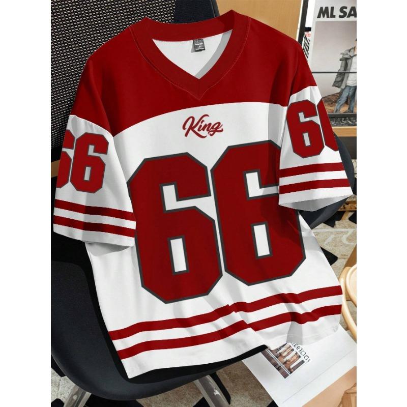 ETST 006 2025 V-hals jersey T-shirt korte mouw retro sportstijl heren sport V-hals T-shirt sneldrogend comfortabel ademend L
