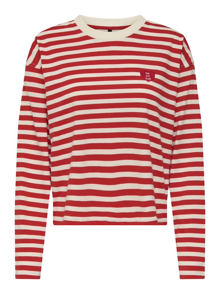 Only onllivina l/s o-neck stripe top pri 15371241 high risk red