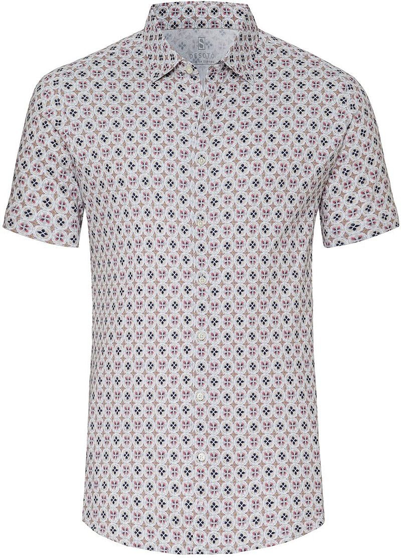 Desoto Short Sleeve Jersey Overhemd Print Beige