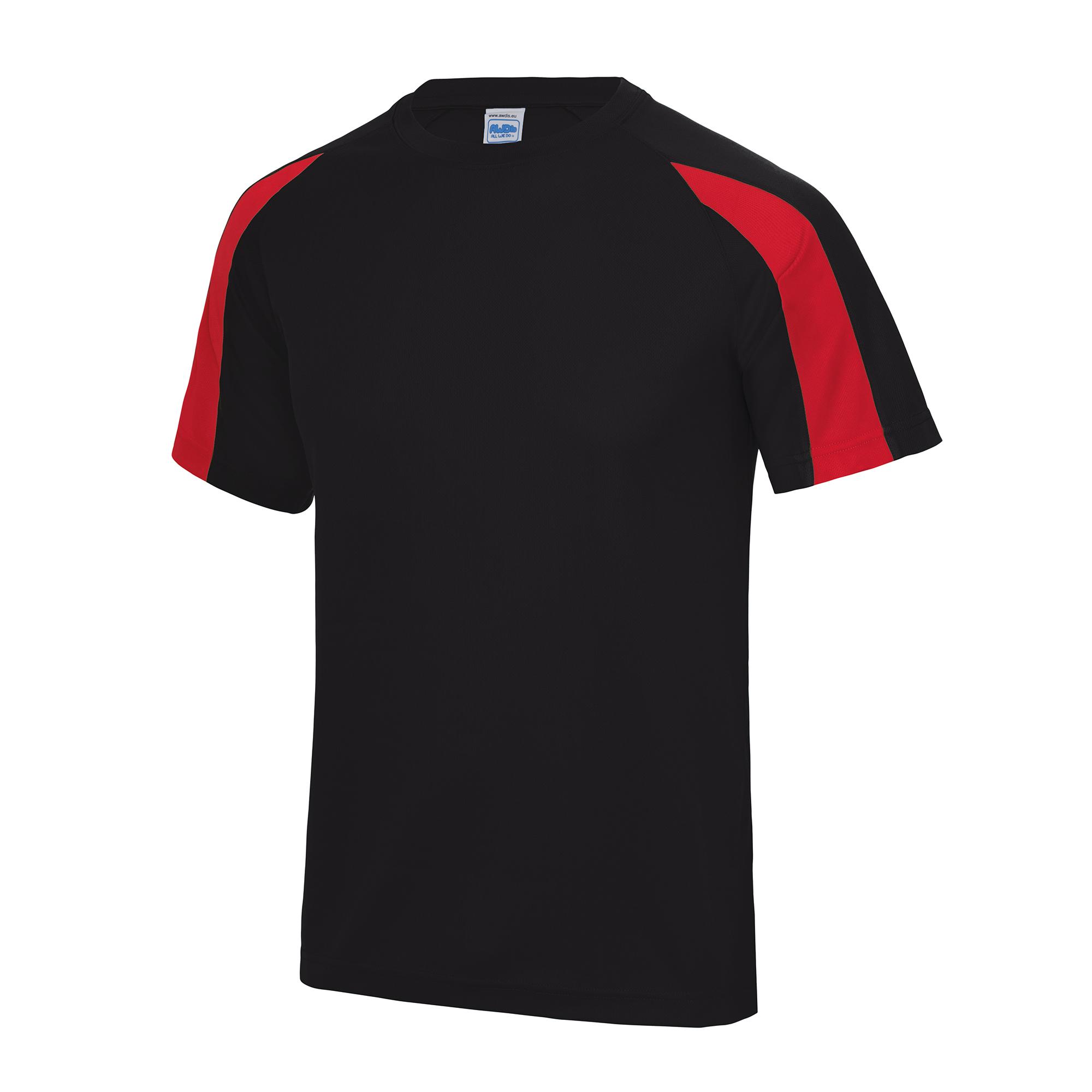 Just Cool Heren Contrast Cool Sports effen T-shirt M zwart/rood