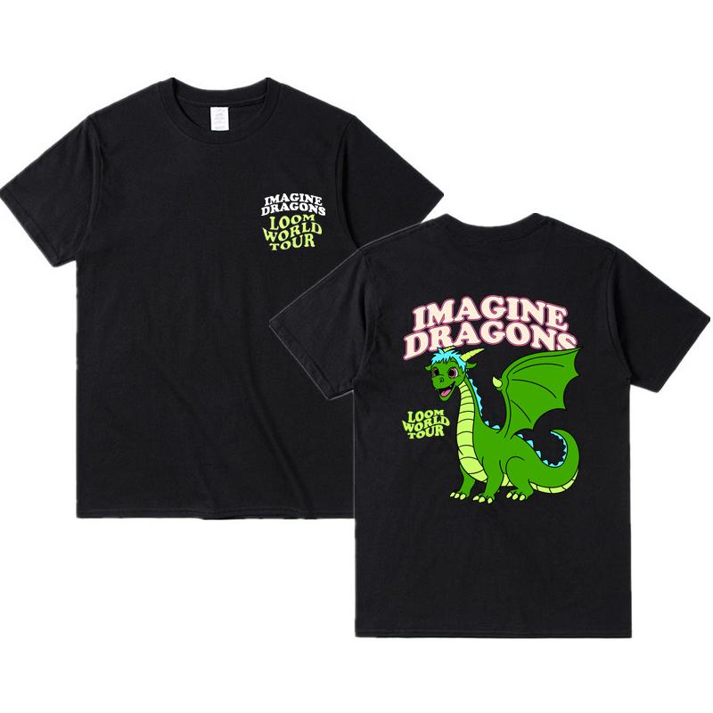 ZheXiong TEE 2025 Imagine Dragons Concert Short Sleeve T-shirt Men and Women Rock High Street Cotton Print Couple TOP Quality S