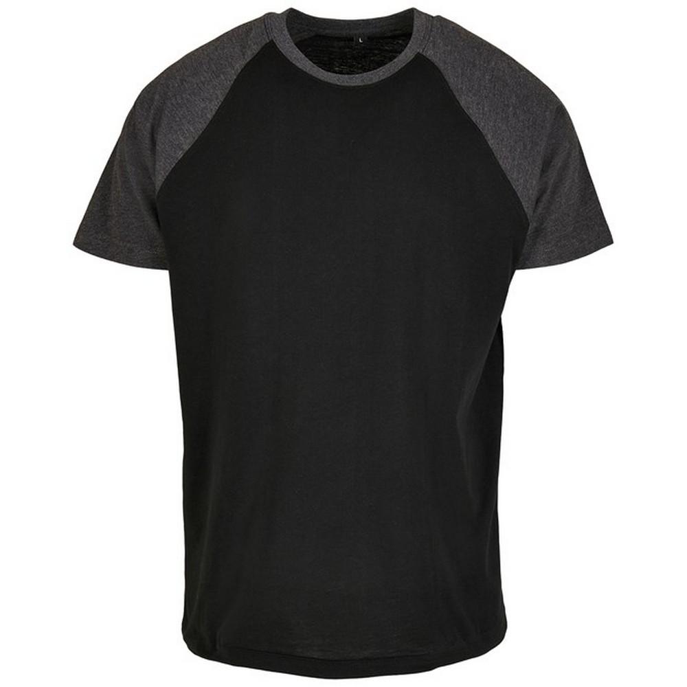 Build Your Brand Bouw je merk Raglan contrast-T-shirt voor heren L zwart/houtskool